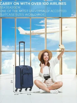 CABIN PRO Flight Knight Soft Case Carry On Suitcase Hand Luggage Blue Sale