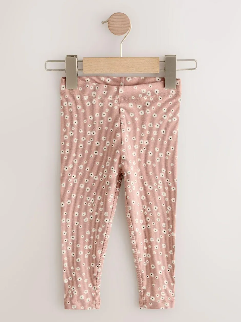 Next Ribbed Leggings 5 Pack (3mths-7yrs) Floral Online