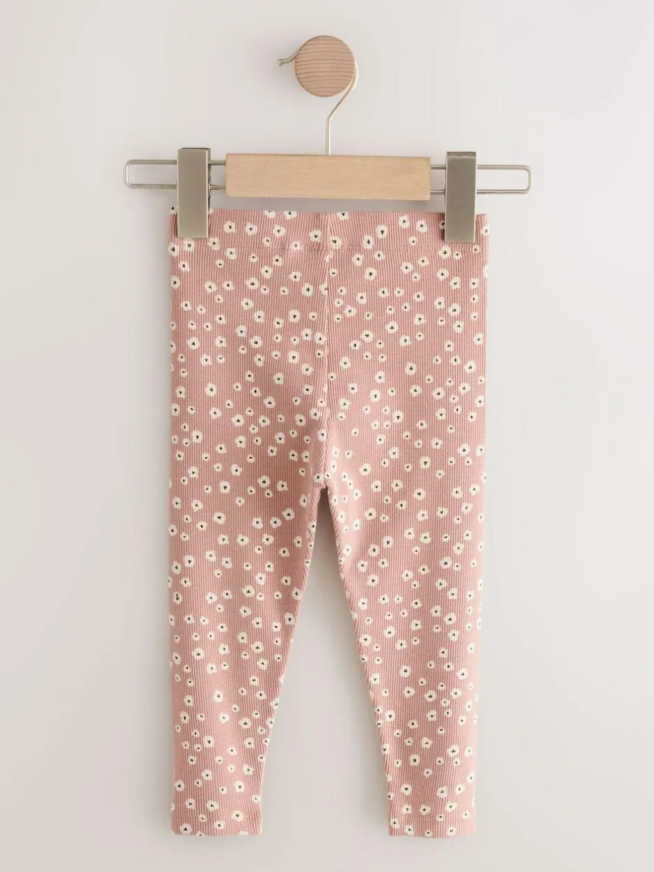Next Ribbed Leggings 5 Pack (3mths-7yrs) Floral Online