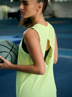 Next Active Lightweight Open Back Tank Vest Fluro Green Sale
