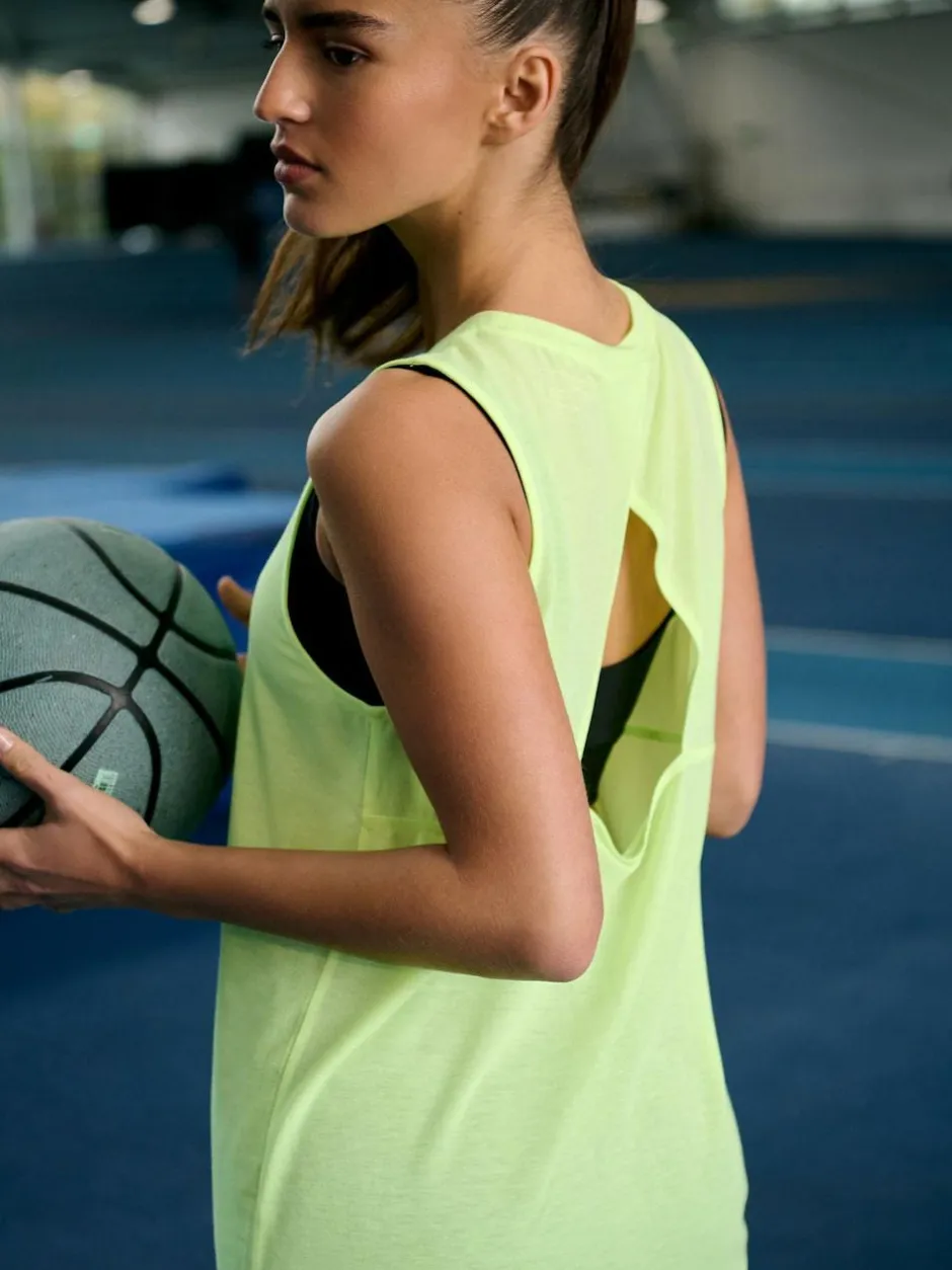 Next Active Lightweight Open Back Tank Vest Fluro Green Sale