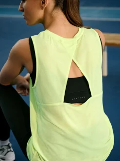Next Active Lightweight Open Back Tank Vest Fluro Green Sale
