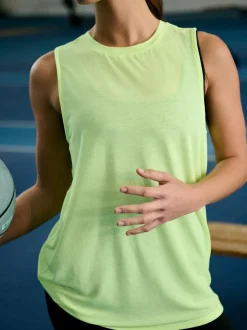Next Active Lightweight Open Back Tank Vest Fluro Green Sale