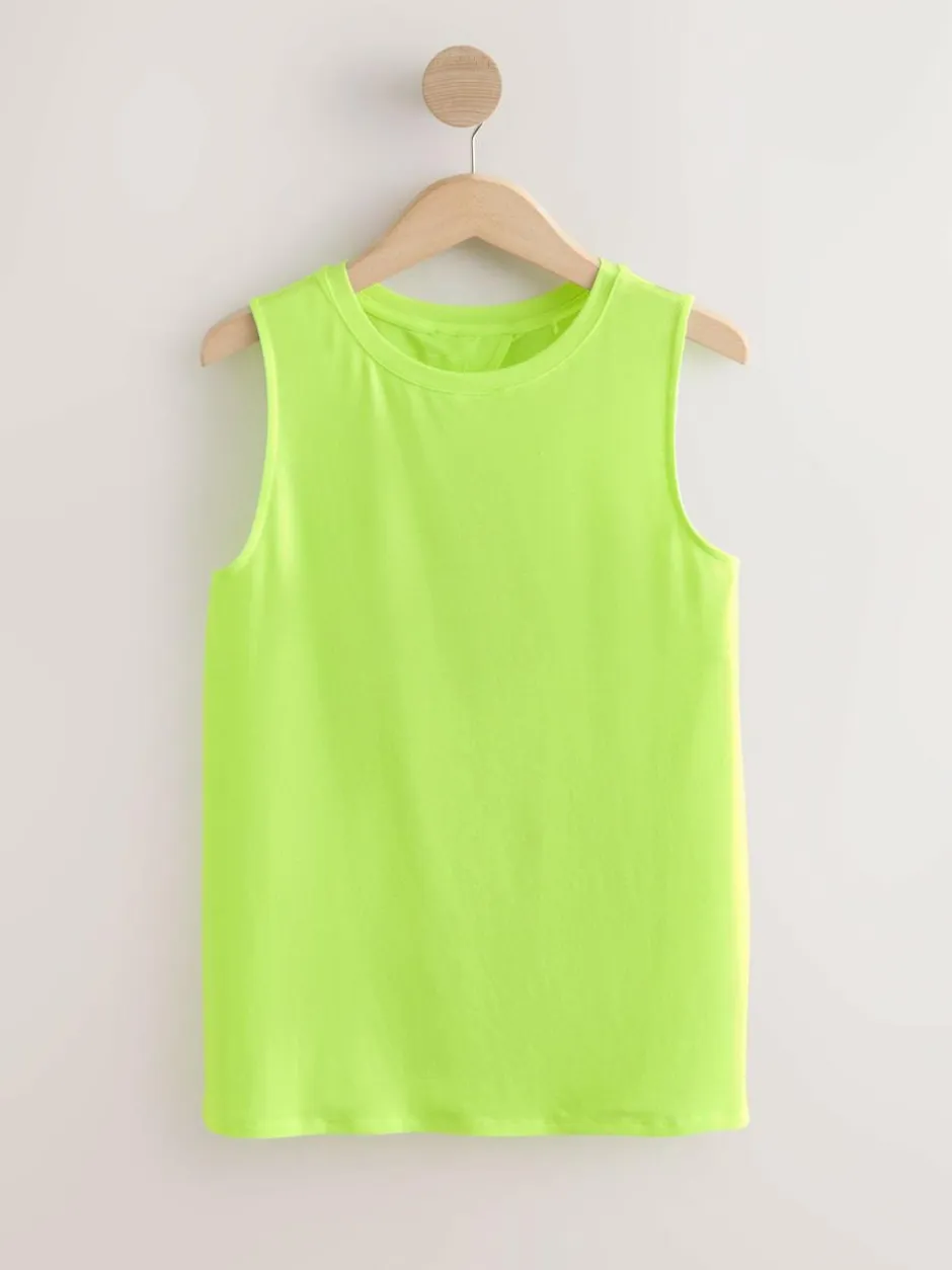 Next Active Lightweight Open Back Tank Vest Fluro Green Sale