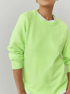 Next Fluro Green Supersoft Crew Neck Long Sleeve Jumper Outlet