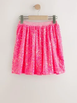 Next Sequin Skirt (3-16yrs) Fluro Pink Outlet