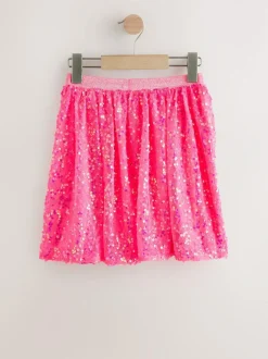 Next Sequin Skirt (3-16yrs) Fluro Pink Outlet