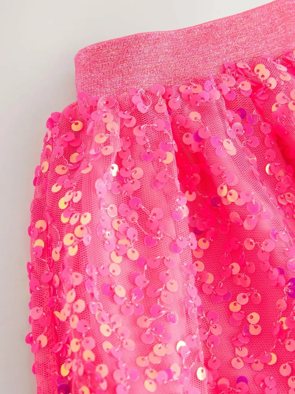 Next Sequin Skirt (3-16yrs) Fluro Pink Outlet