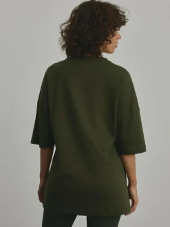 Next Forest Green Relaxed Fit Heavyweight Longline T-Shirt Best