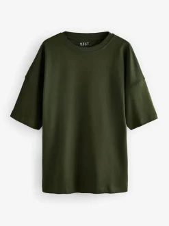 Next Forest Green Relaxed Fit Heavyweight Longline T-Shirt Best