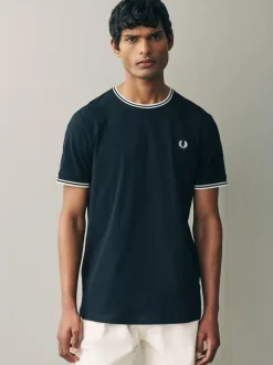 Fred Perry Black Twin Tipped Logo T-Shirt Outlet