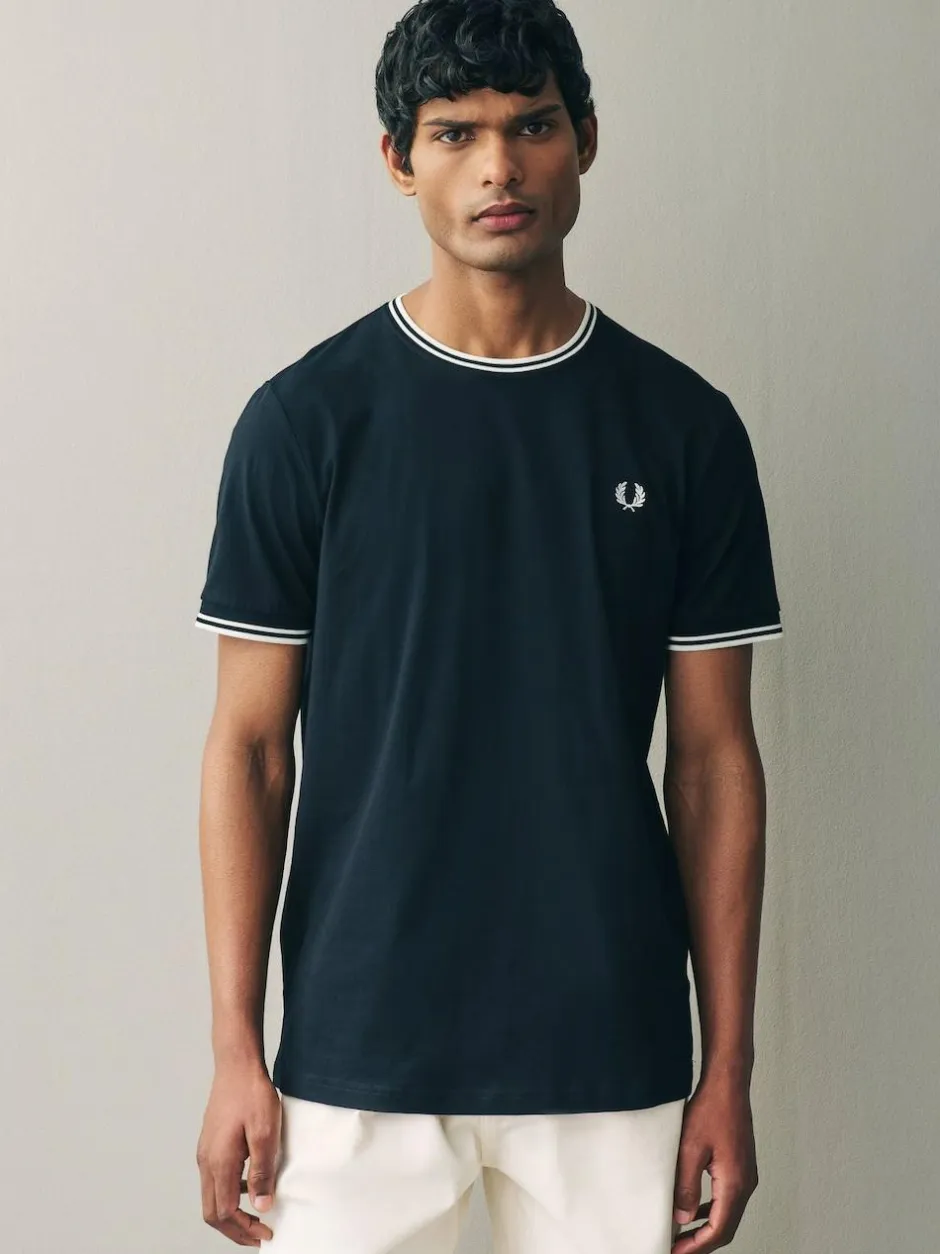 Fred Perry Black Twin Tipped Logo T-Shirt Outlet