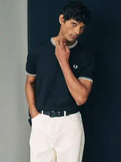 Fred Perry Black Twin Tipped Logo T-Shirt Outlet