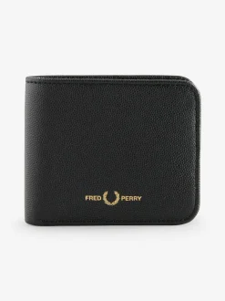 Fred Perry Scotchgrain Leather Black Wallet Hot