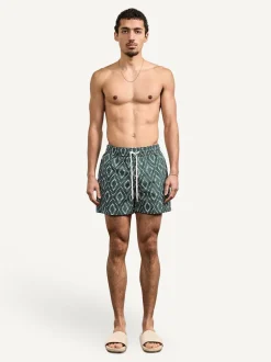 Frescobol Carioca Rio Swim Shorts Green Raffia Angra Print Hot