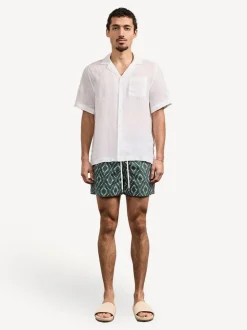 Frescobol Carioca Rio Swim Shorts Green Raffia Angra Print Hot