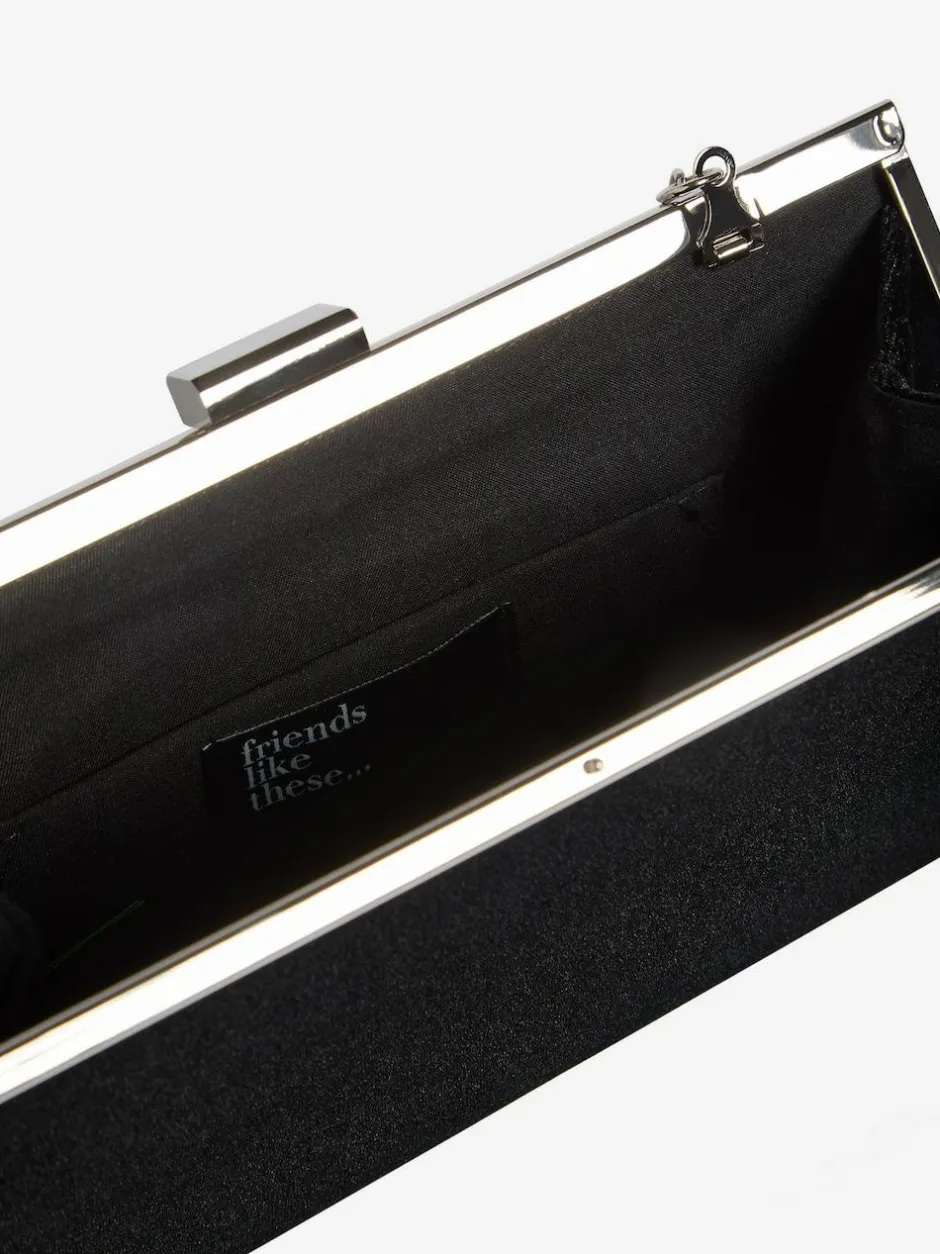 Friends Like These Black Velvet Occasion Clutch Bag Clearance