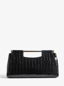 Friends Like These Black Croc Effect Grab Handle Clutch Bag Online