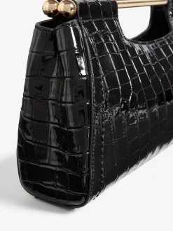 Friends Like These Black Croc Effect Grab Handle Clutch Bag Online