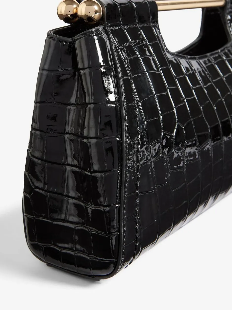 Friends Like These Black Croc Effect Grab Handle Clutch Bag Online