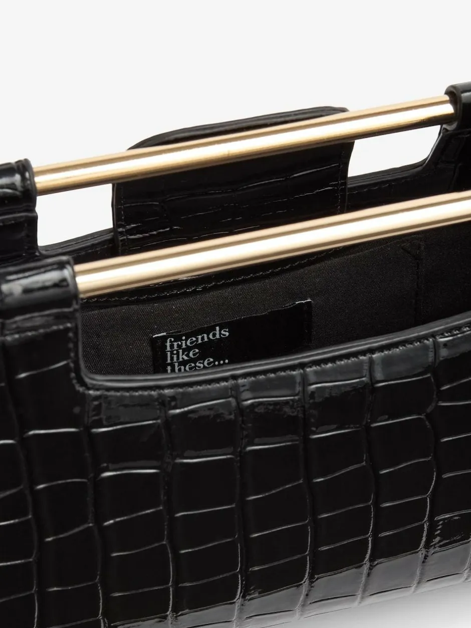 Friends Like These Black Croc Effect Grab Handle Clutch Bag Online