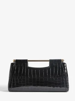 Friends Like These Black Croc Effect Grab Handle Clutch Bag Online