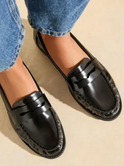 Friends Like These Flat Ruched Comfort Slip On Penny Loafers Black New