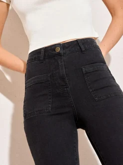 Friends Like These Black High Waist Pocket Flare Jeans