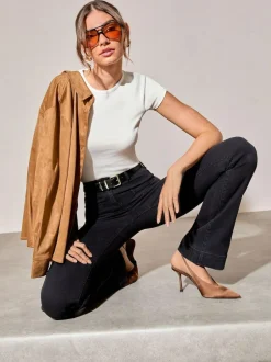 Friends Like These Black High Waist Pocket Flare Jeans