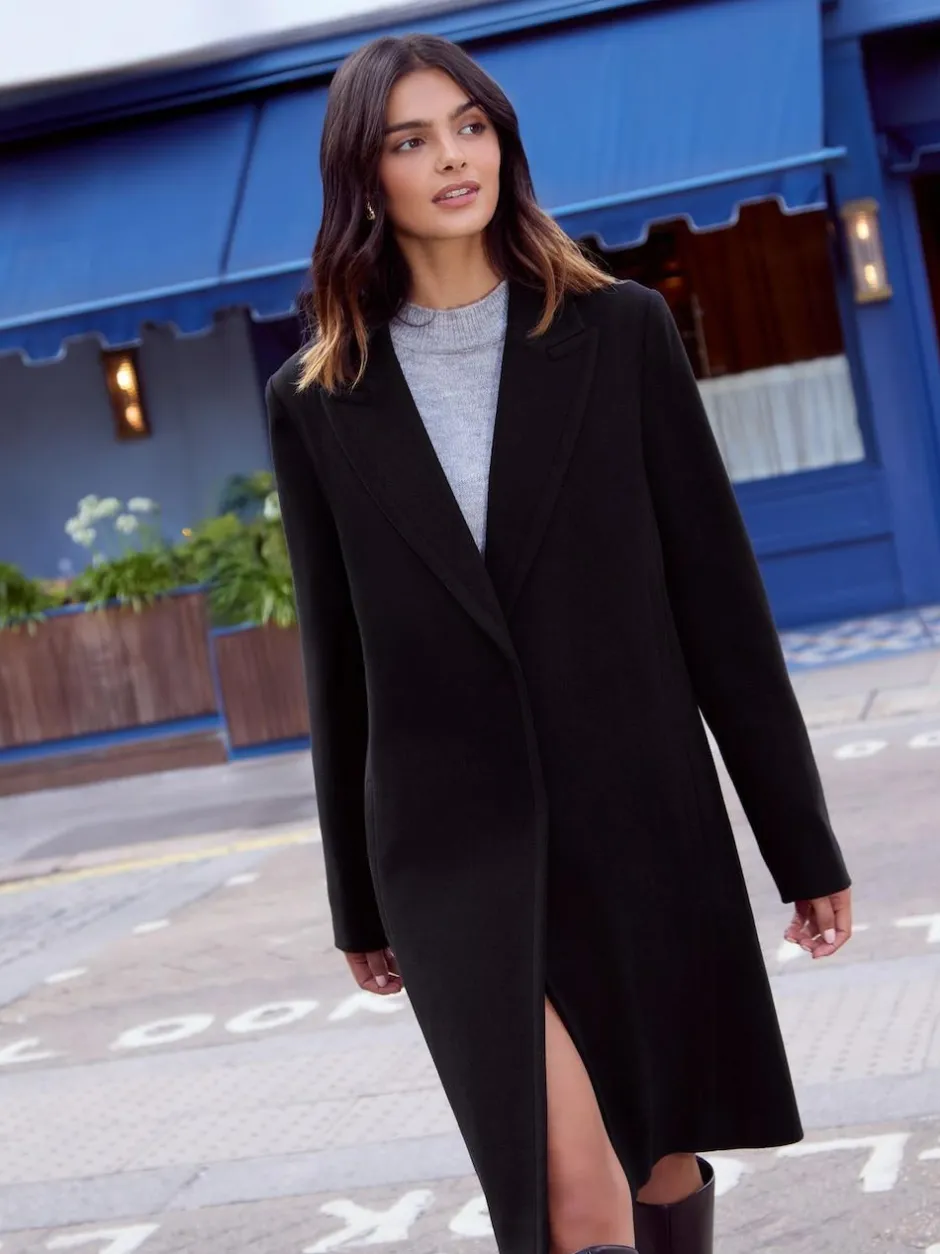 Friends Like These Tailored Mid Length Single Button Coat Black Best