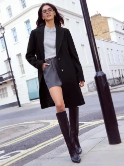 Friends Like These Tailored Mid Length Single Button Coat Black Best