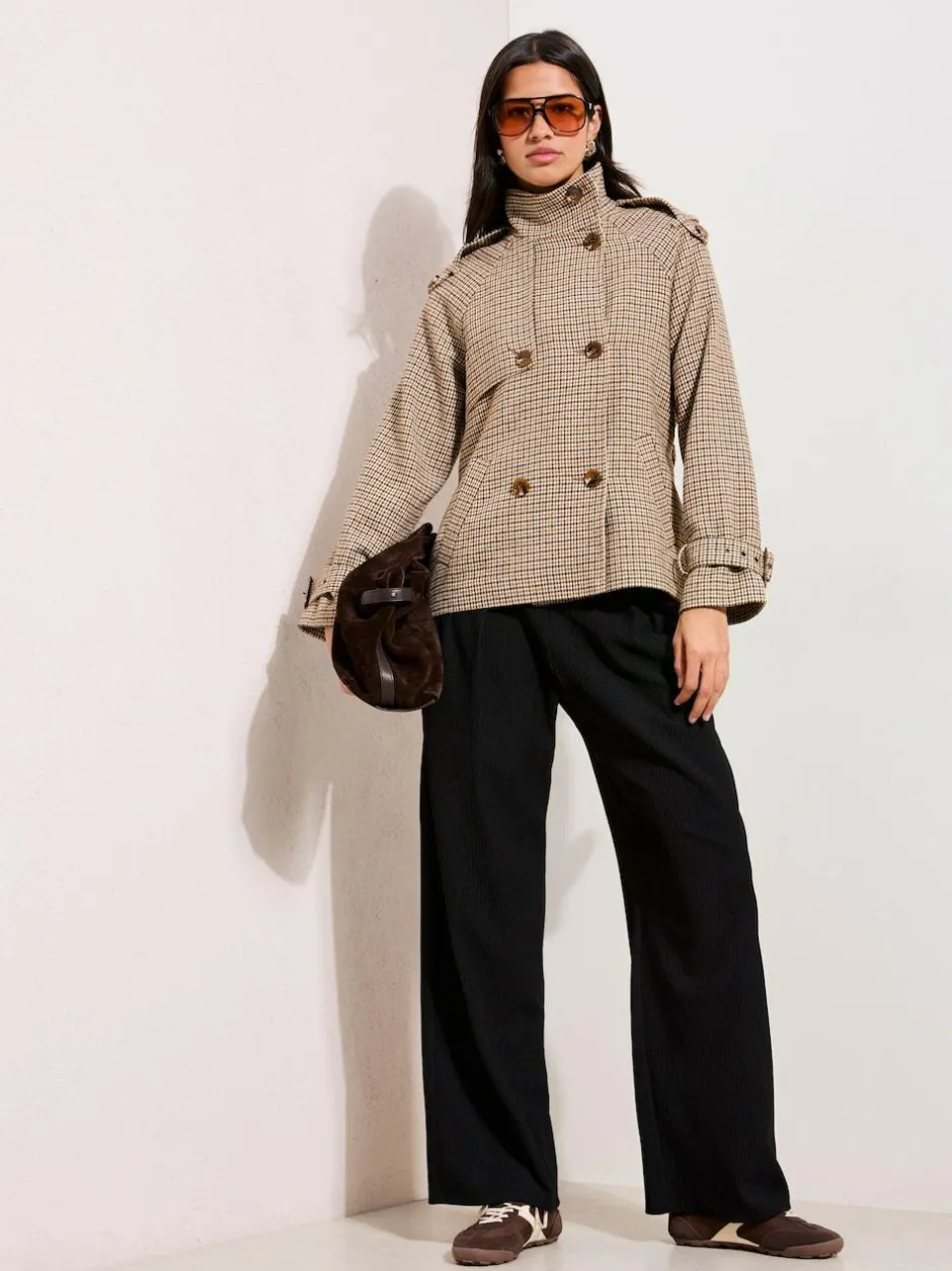Friends Like These Petite Crinkle Jersey Wide Leg Trousers with Buckle Front Black Sale