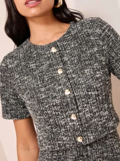 Friends Like These Boucle 2-In-1 Peplum Hem Dress Black Best