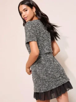 Friends Like These Boucle 2-In-1 Peplum Hem Dress Black Best