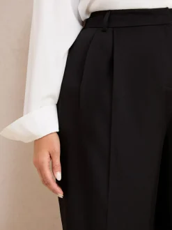 Friends Like These Curve Premium Elastic Back Tailored Wide Leg Trousers Black