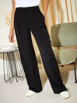 Friends Like These Petite Premium Elastic Back Tailored Wide Leg Trousers Black Outlet