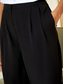Friends Like These Petite Premium Elastic Back Tailored Wide Leg Trousers Black Outlet