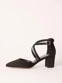 Friends Like These Standard Fit Block Heel Cross Strap Court Shoes Black Clearance