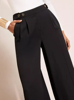 Friends Like These Adjustable Waist Premium Wide Leg Trousers Black Discount