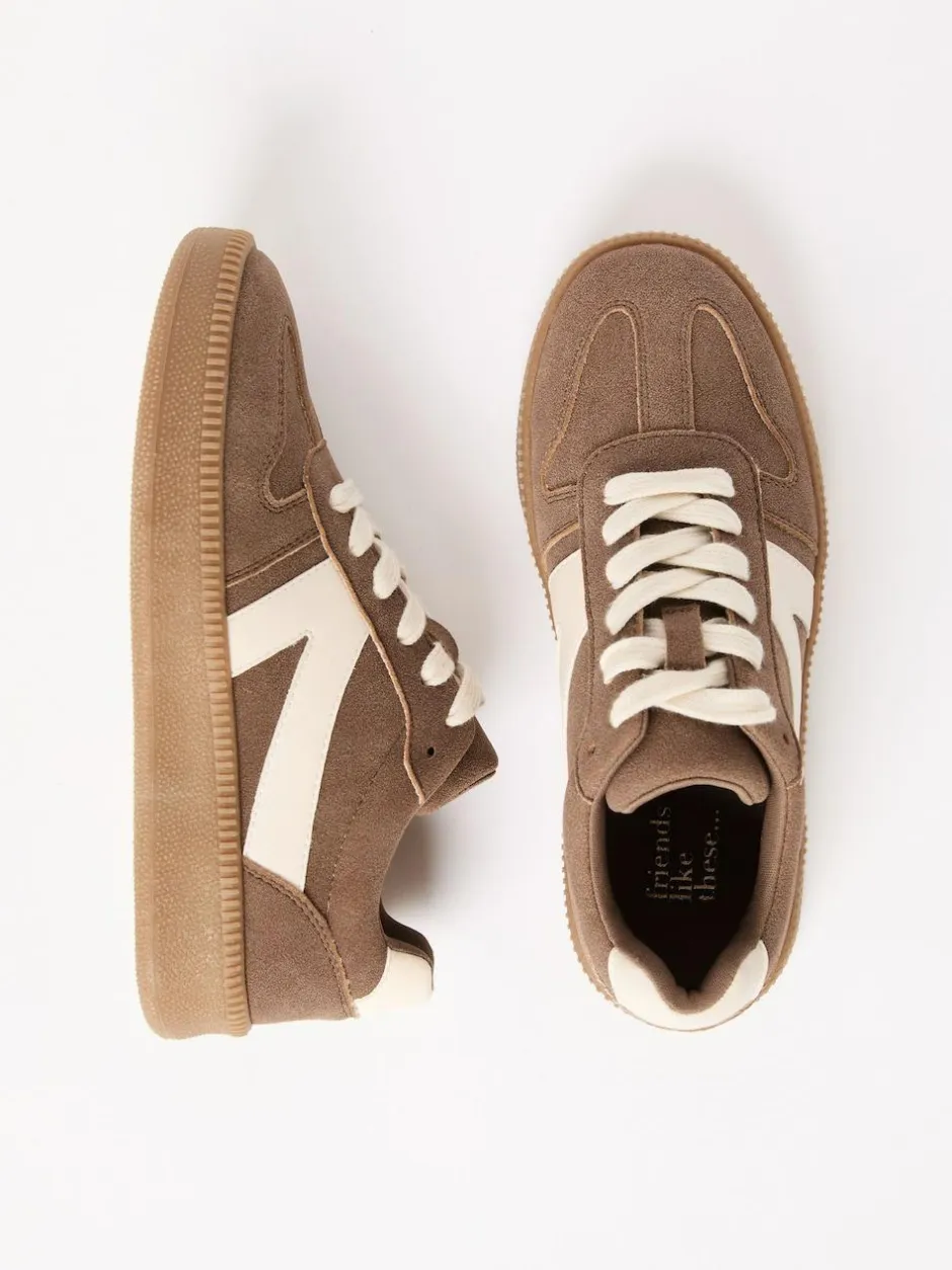 Friends Like These Brown Standard Fit Lace Up Retro Gumsole Sports Trainers Best