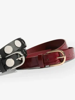 Friends Like These Studded Belts 2 Pack Burgundy and Black Clearance
