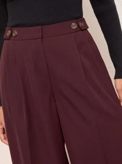 Friends Like These Adjustable Waist Premium Wide Leg Trousers Burgundy Online