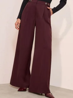 Friends Like These Adjustable Waist Premium Wide Leg Trousers Burgundy Online