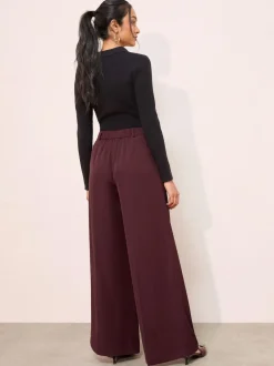 Friends Like These Adjustable Waist Premium Wide Leg Trousers Burgundy Online