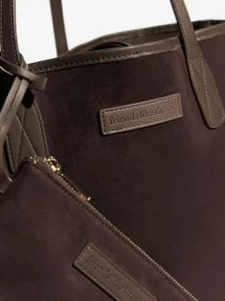 Friends Like These Faux Suede Soft Tote Bag Chocolate Brown Outlet