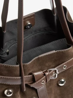 Friends Like These Chocolate Brown Faux Suede Studded Tote Bag Best