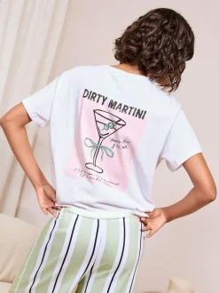 Friends Like These Green Petite Stripe Martini Short Sleeve Pyjamas Outlet