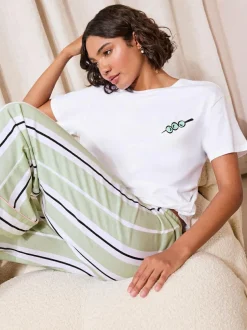 Friends Like These Green Petite Stripe Martini Short Sleeve Pyjamas Outlet