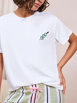Friends Like These Green Petite Stripe Martini Short Sleeve Pyjamas Outlet