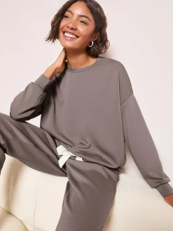 Friends Like These Premium Contrast Long Sleeve Pyjama Top Grey Outlet